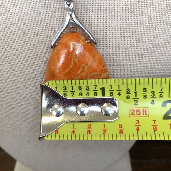 Orange Coral Pendant and Sterling Silver Ornate Necklace NWOT - Picture 8 of 11